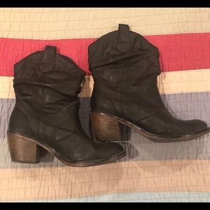 Black slouchy ankle boots